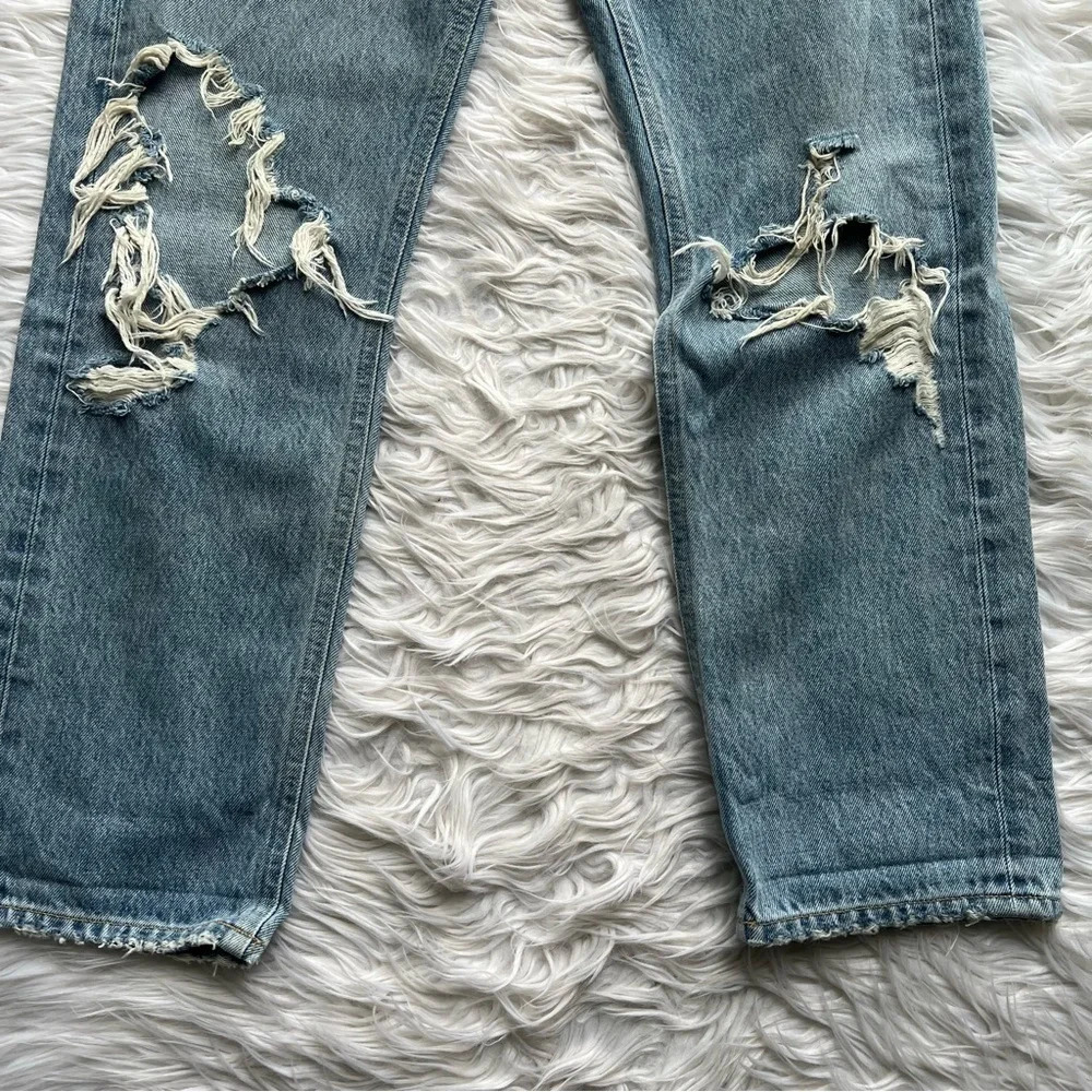 Agolde Light Blue High Rise Ripped Jeans - Picture 4 of 13